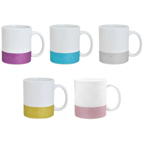 CANECA CERAMICA LIVE 325ML - BASE GLITTER/ CORES - UPSUB